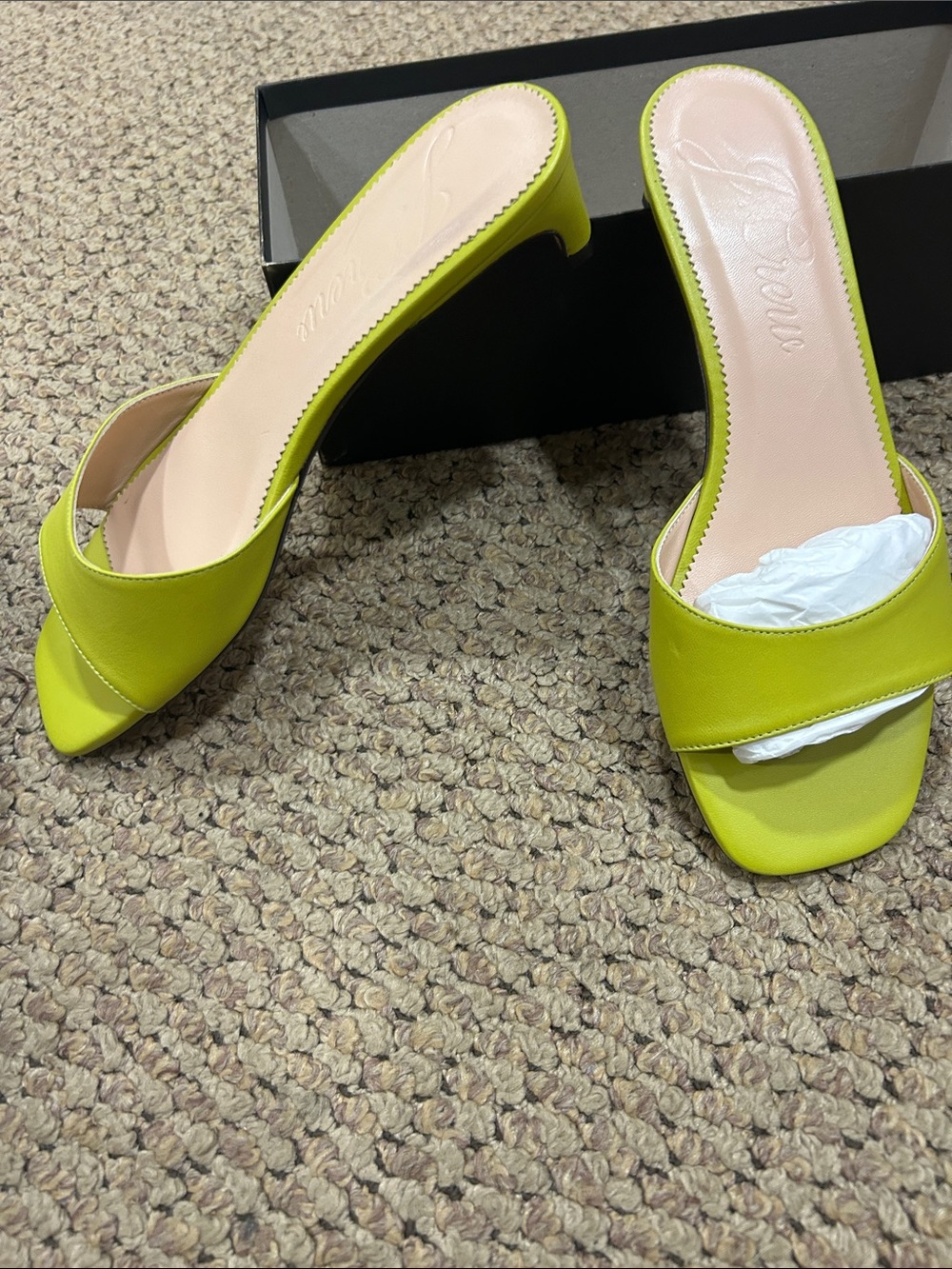 J. Crew Lime Green Open-Toe Slide Mules